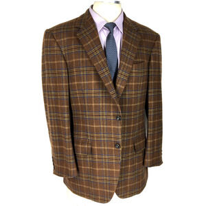 42R Oxxford Clothes Mens 100% Cashmere 2 Button Blazer Sport Coat Jacket Tartan